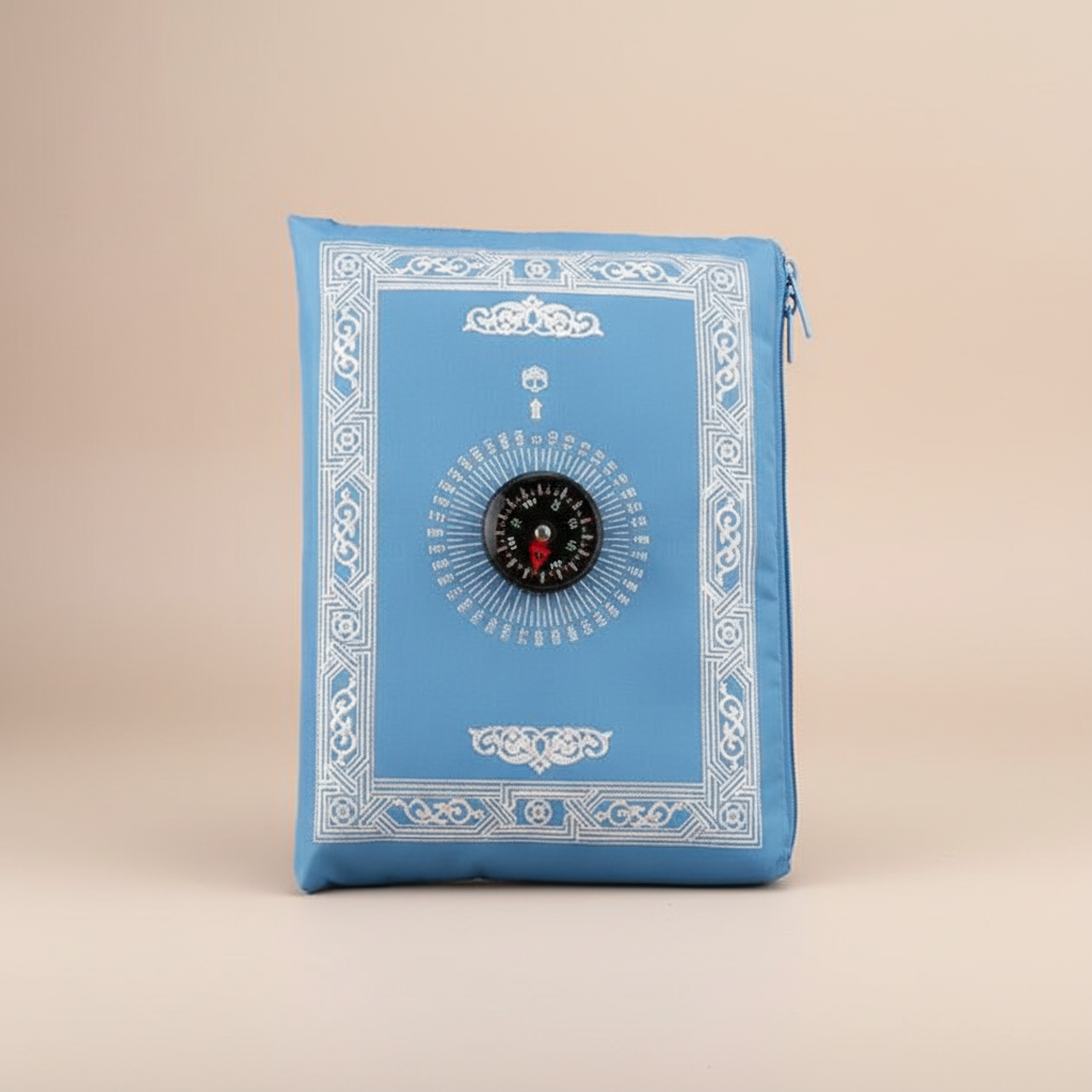 Tapis de prière pliable de voyage - Bleu clair