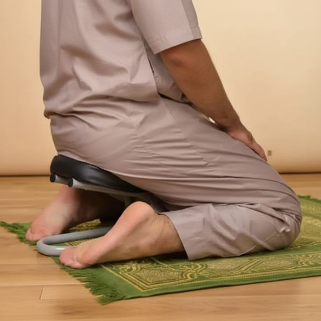 Tabouret de prière en utilisation